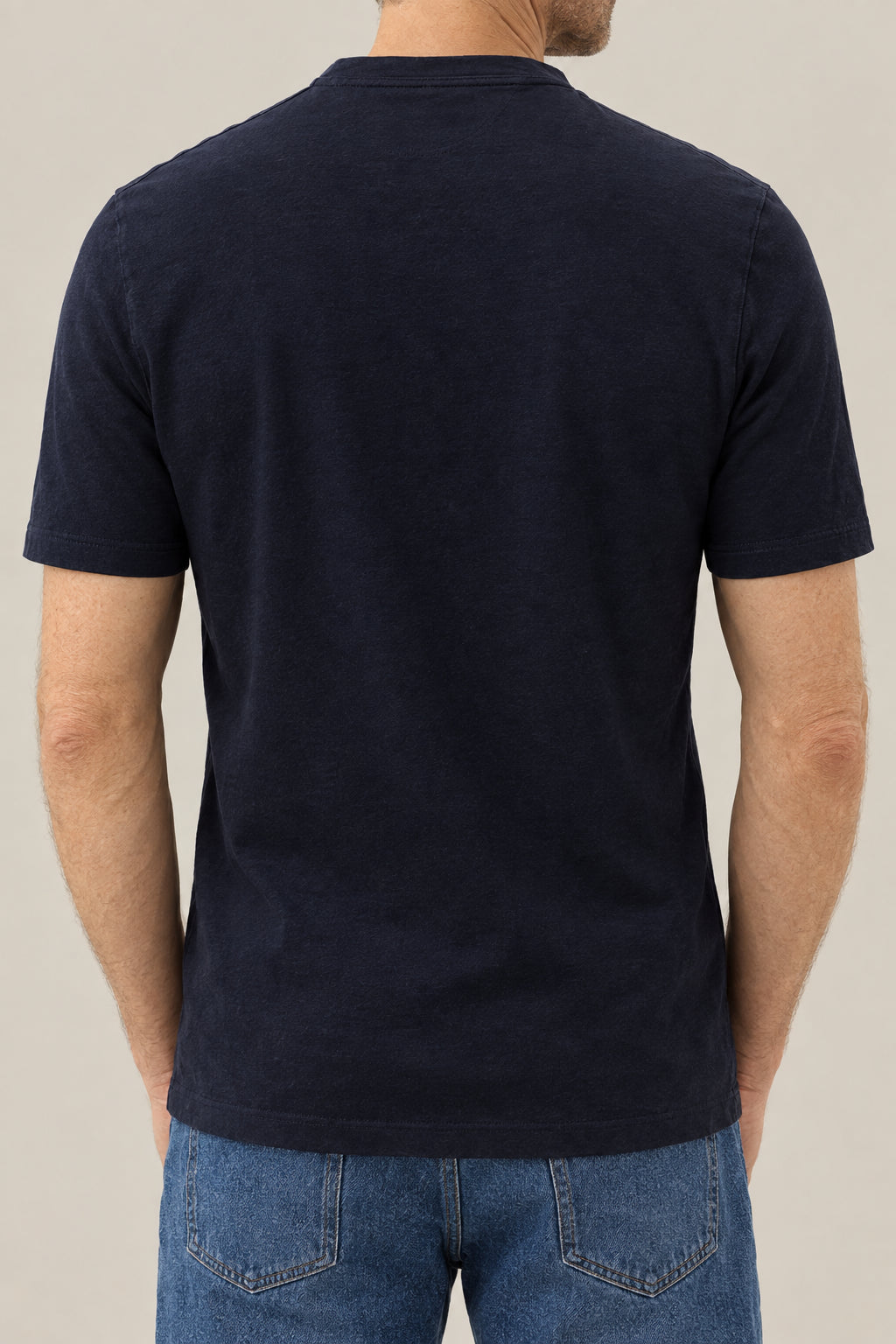BRUNELLO CUCINELLI MEN'S NAVY SHORT SLEEVE COTTON SHIRT