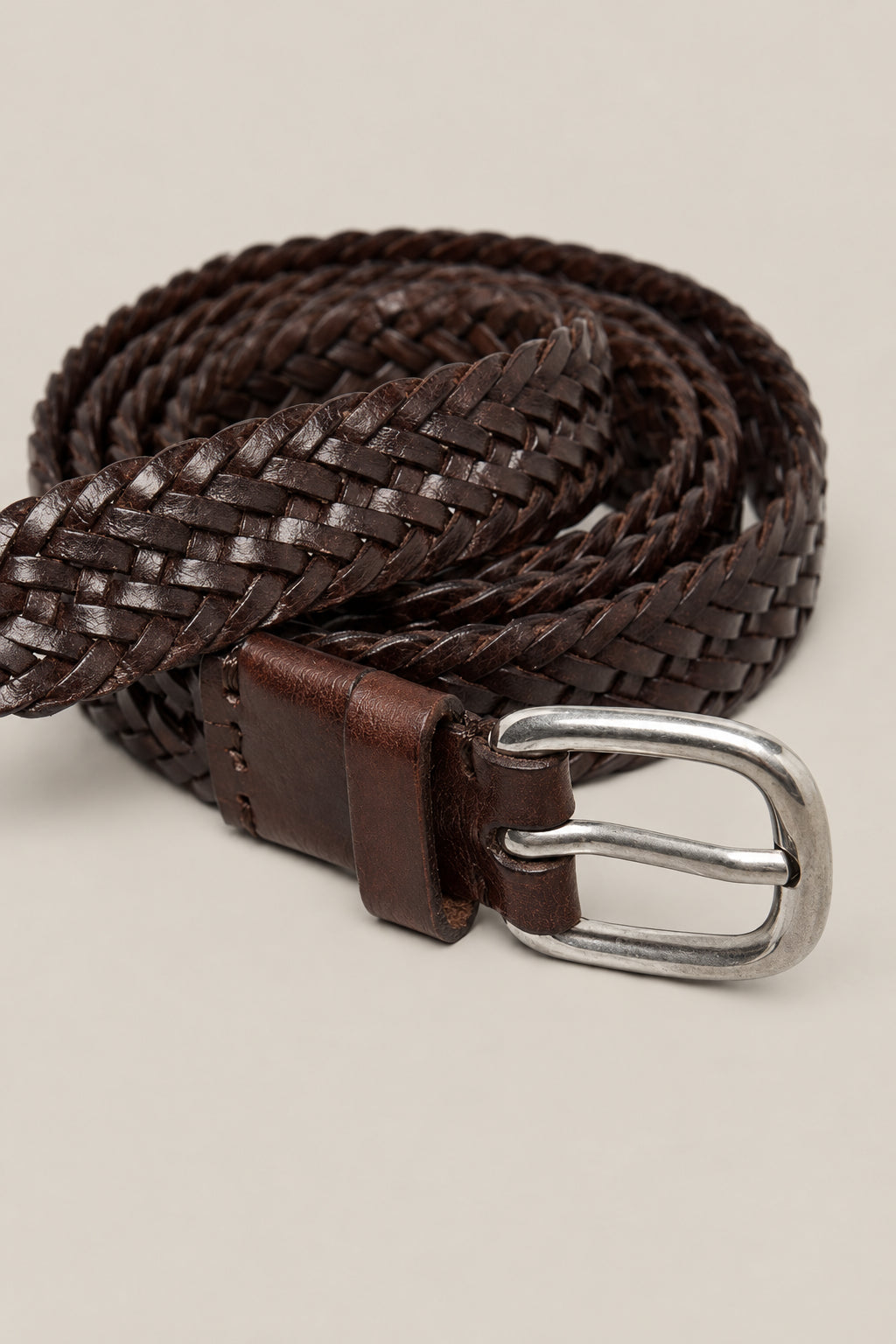 BRUNELLO CUCINELLI MEN'S MOORS HEAD BRAIDED LEATHER BELT