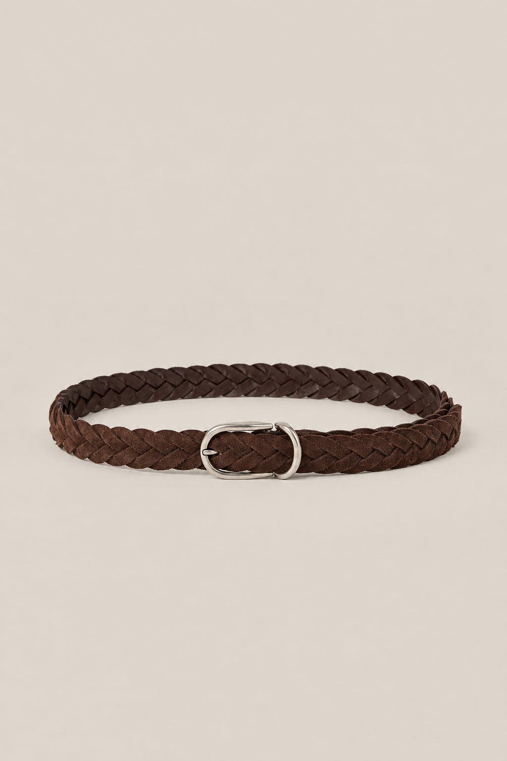 BRUNELLO CUCINELLI MEN'S DARK BROWN BRAIDED LEATHER BELT