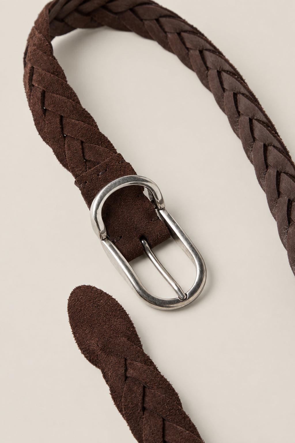BRUNELLO CUCINELLI MEN'S DARK BROWN BRAIDED LEATHER BELT