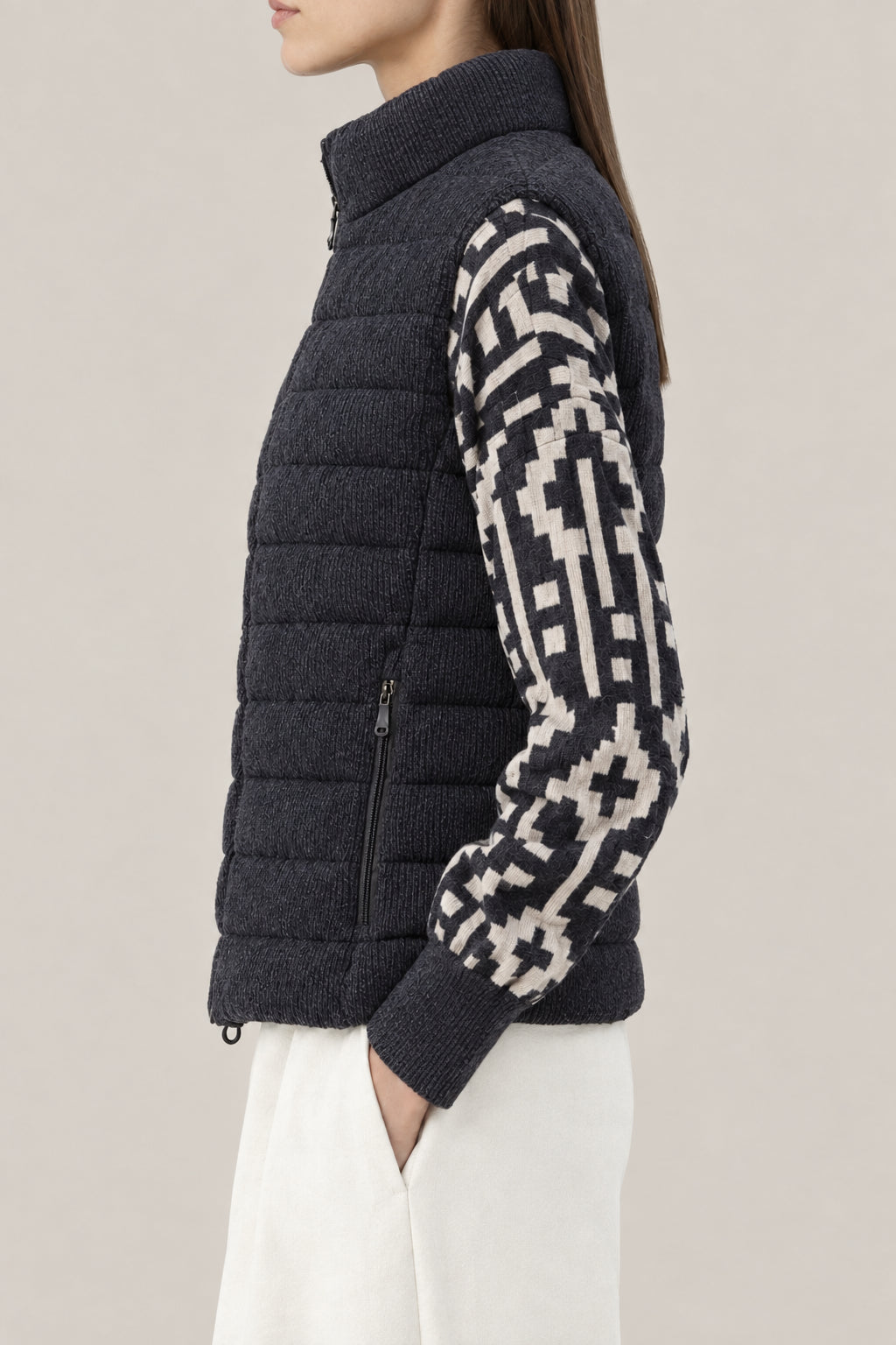 BRUNELLO CUCINELLI WOMEN'S BLACK STONE WOOL QUILTED JACKET