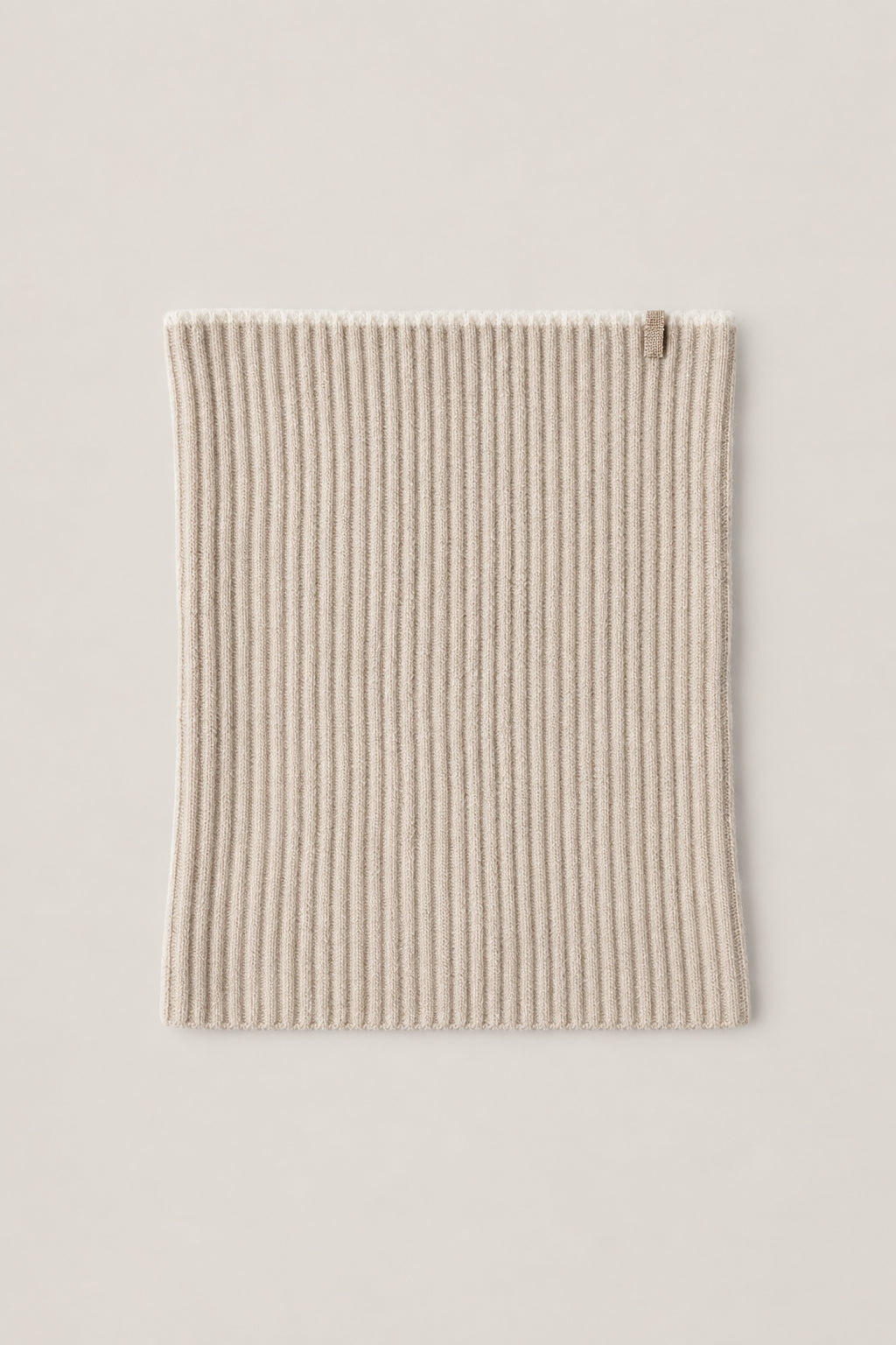 BRUNELLO CUCINELLI WOMEN'S LIGHT BROWN RIBBED WOOL NECK WARMER
