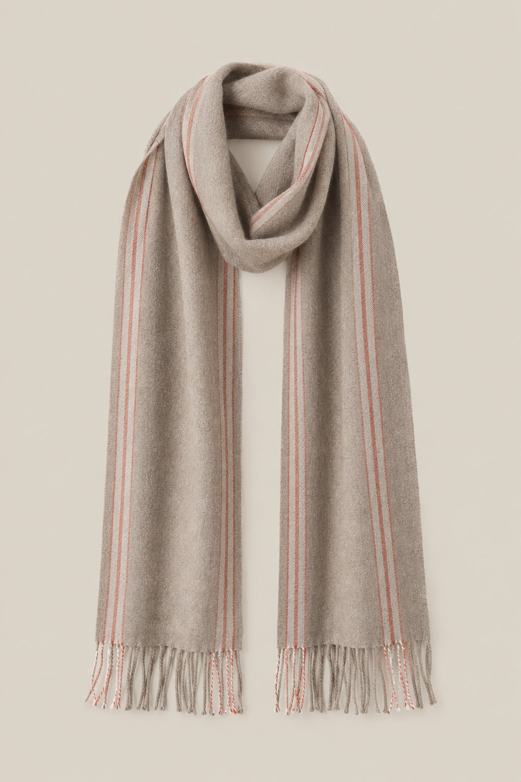 BRUNELLO CUCINELLI MEN'S BROWN CARROT STRIPED SILK SCARF