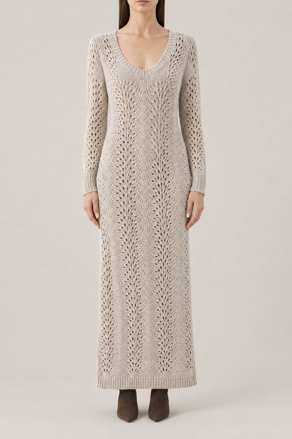 BRUNELLO CUCINELLI WOMEN'S FEATHER STRACCIATELLA KNIT MAXI DRESS