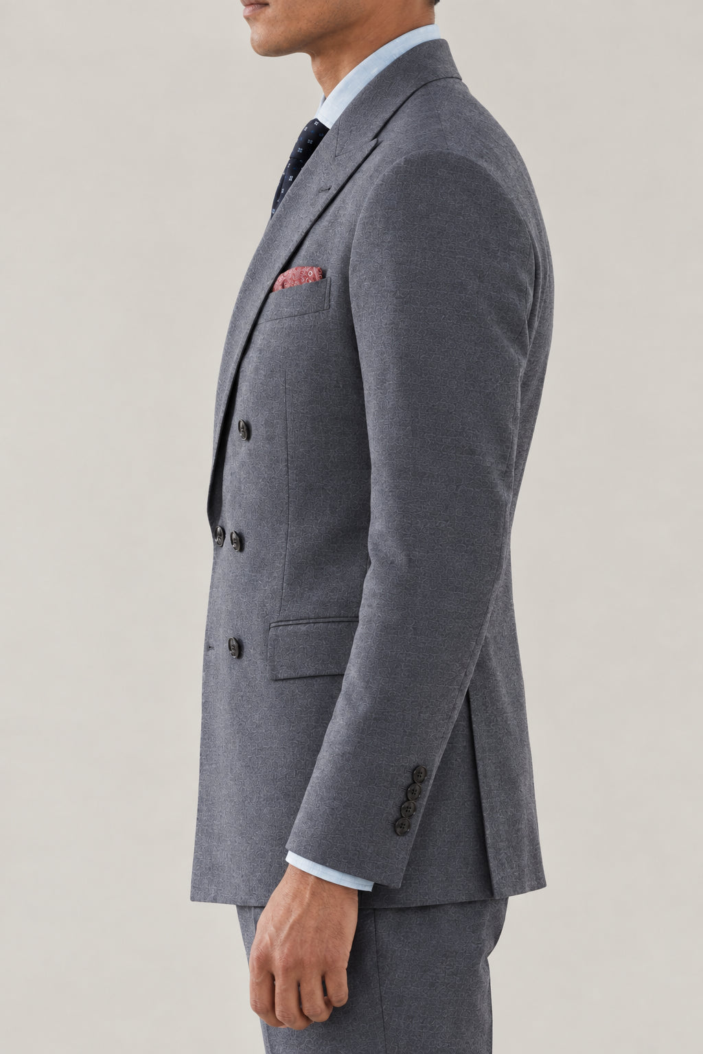 BRUNELLO CUCINELLI MEN'S MEDIUM GREY WOOL DOUBLE BREASTED BLAZER
