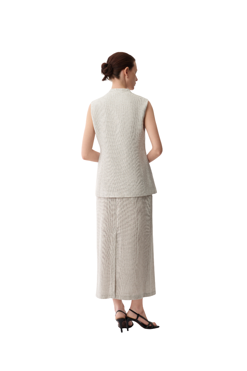 Max Simple Artisanal Lurex Vest Flax MSES260039F