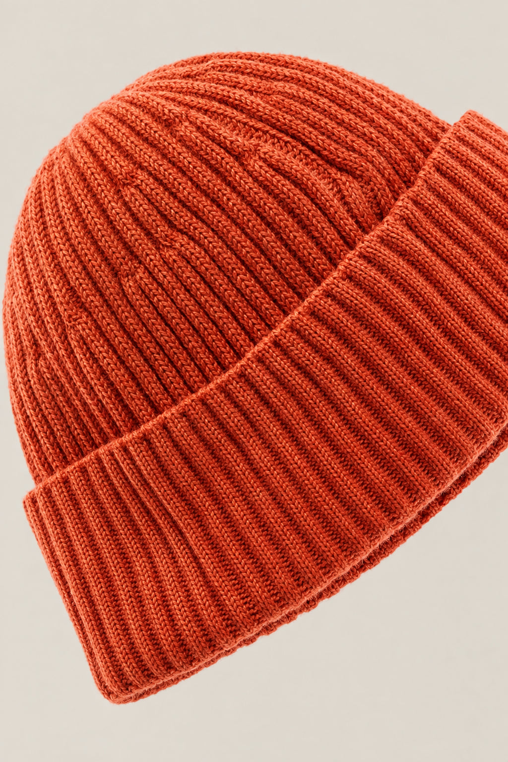 BRUNELLO CUCINELLI MEN'S CARROT WOOL RIBBED KNIT HAT