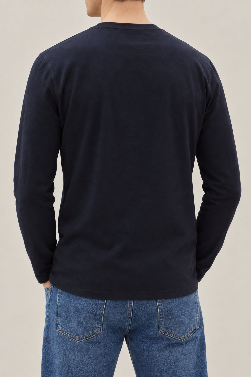 BRUNELLO CUCINELLI MEN'S NAVY LONG SLEEVE COTTON SHIRT