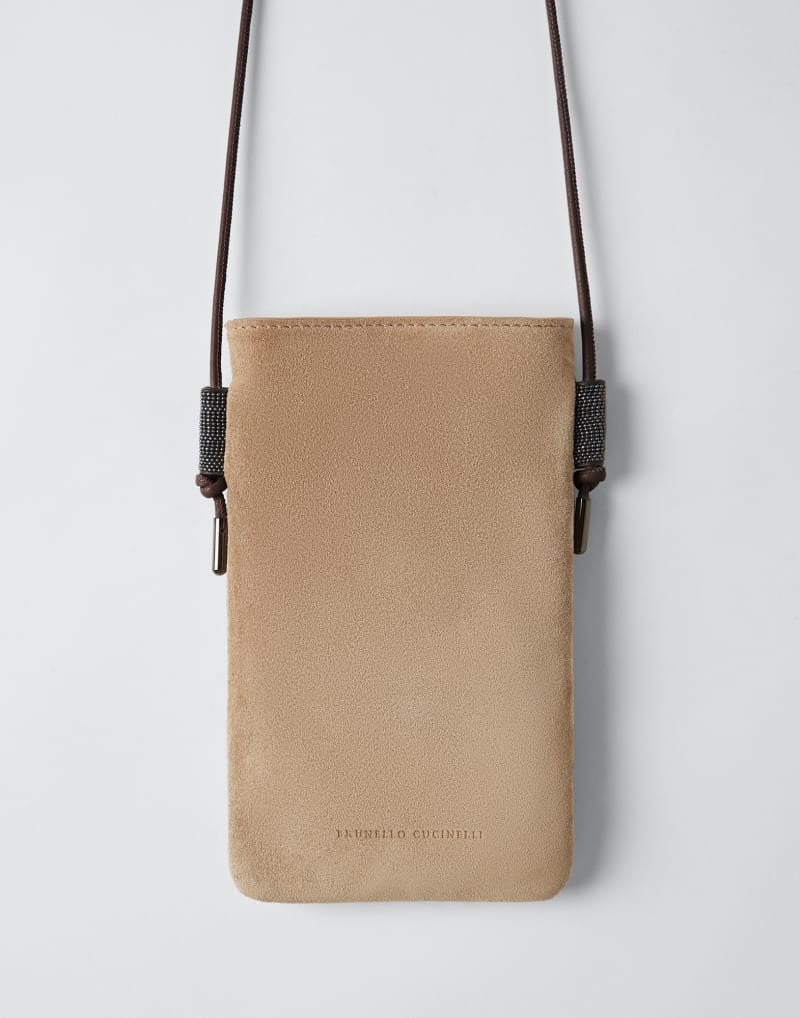 BRUNELLO CUCINELLI WOMEN'S LIGHT BROWN SUEDE CROSSBODY BAG