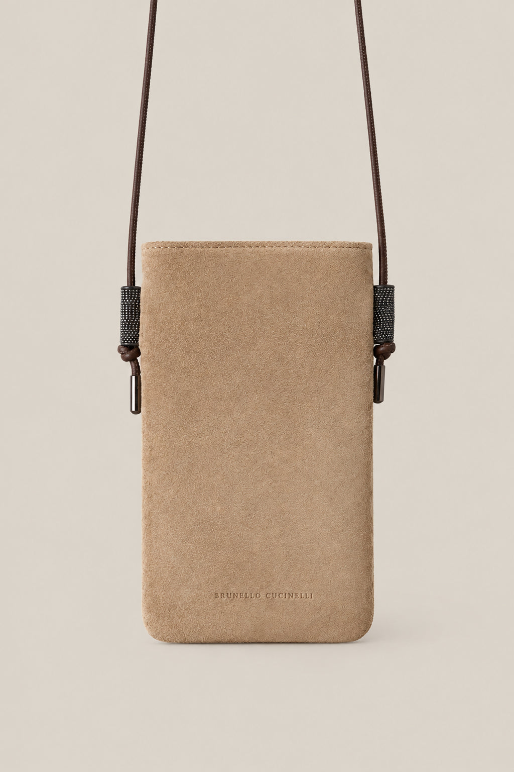 BRUNELLO CUCINELLI WOMEN'S LIGHT BROWN SUEDE CROSSBODY BAG