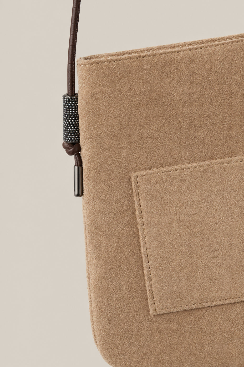 BRUNELLO CUCINELLI WOMEN'S LIGHT BROWN SUEDE CROSSBODY BAG