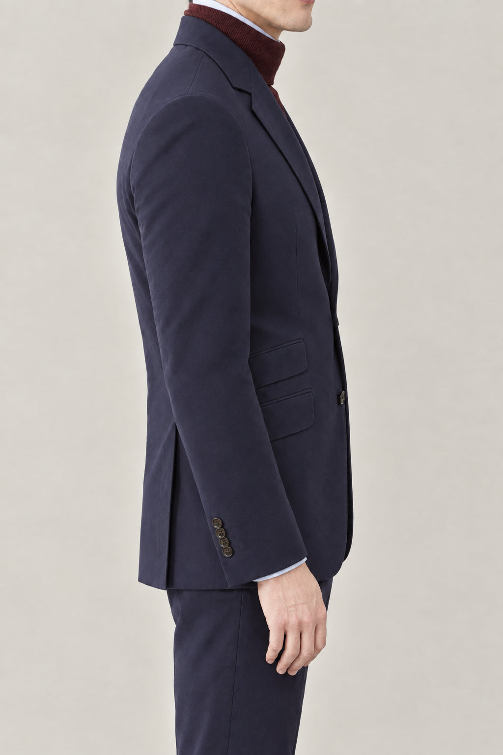 BRUNELLO CUCINELLI MEN'S NAVY COTTON WOOL BLEND BLAZER