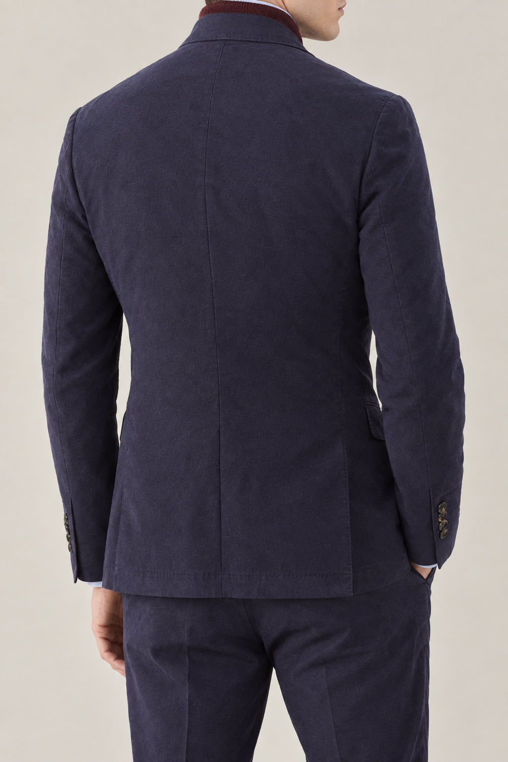 BRUNELLO CUCINELLI MEN'S NAVY COTTON WOOL BLEND BLAZER