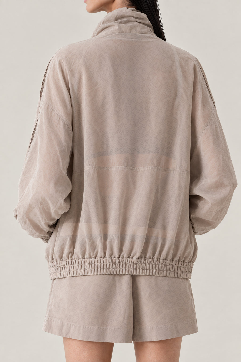 BRUNELLO CUCINELLI WOMEN'S COFFEE CREAM COTTON ZIP FRONT JACKET