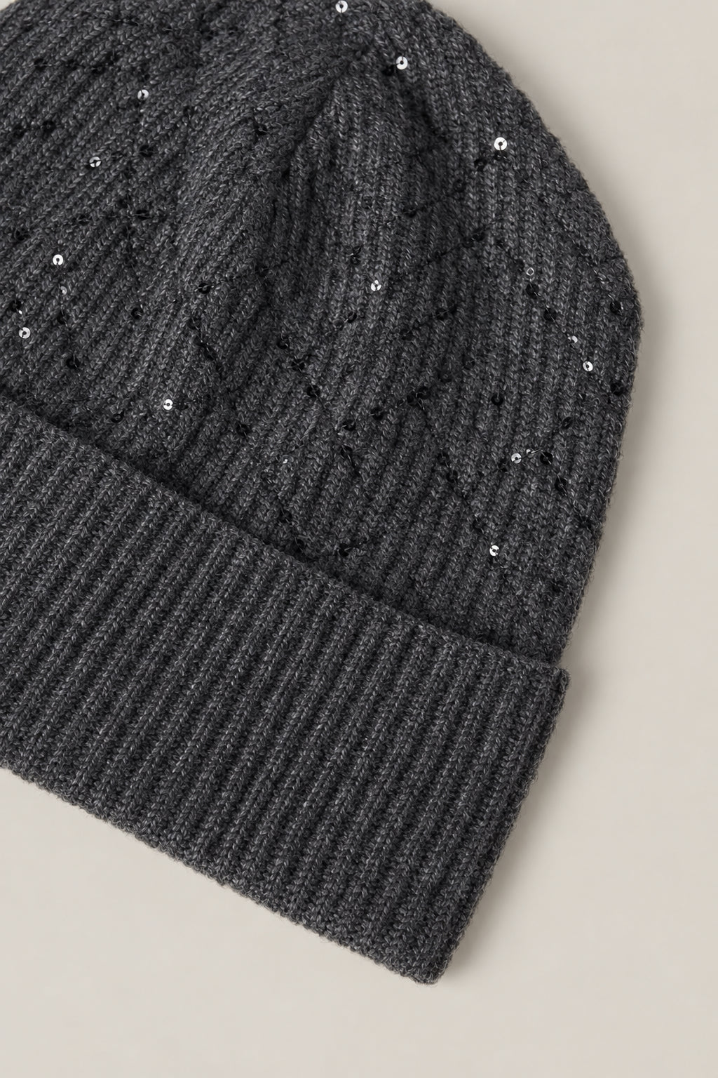 BRUNELLO CUCINELLI WOMEN'S LEAD WOOL KNIT SEQUIN EMBELLISHED HAT