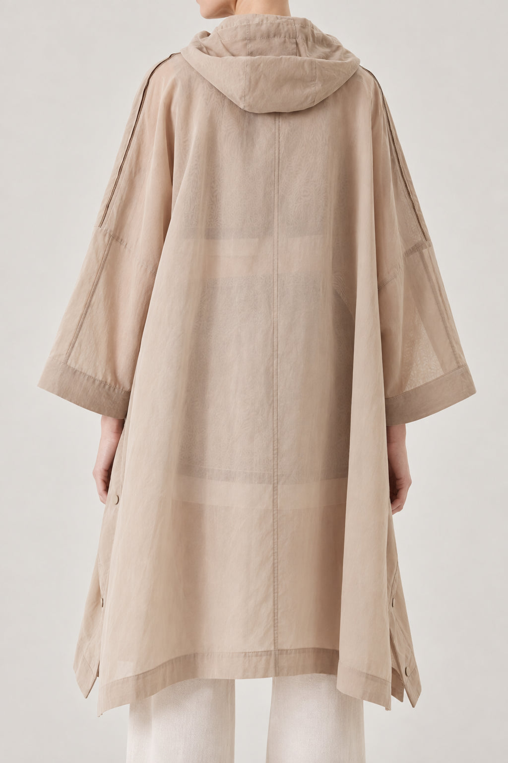 BRUNELLO CUCINELLI WOMEN'S MEDIUM BROWN OVERSIZED HOODED COAT