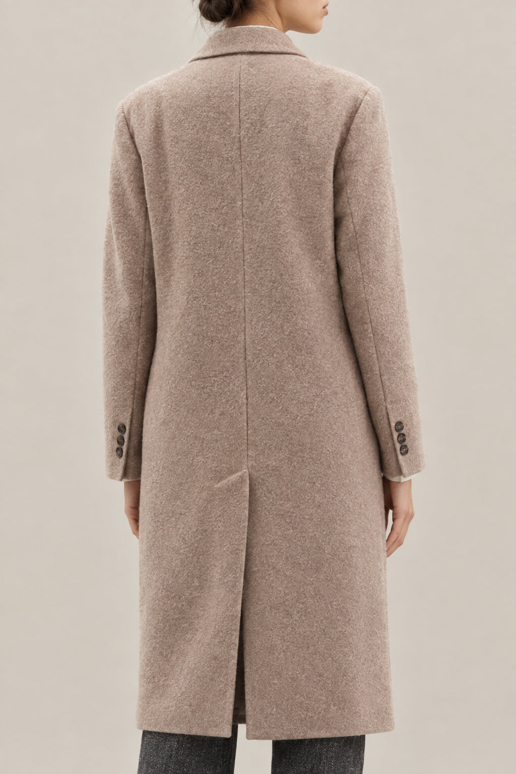 BRUNELLO CUCINELLI WOMEN'S BROWN DOUBLE BREASTED WOOL BLEND COAT
