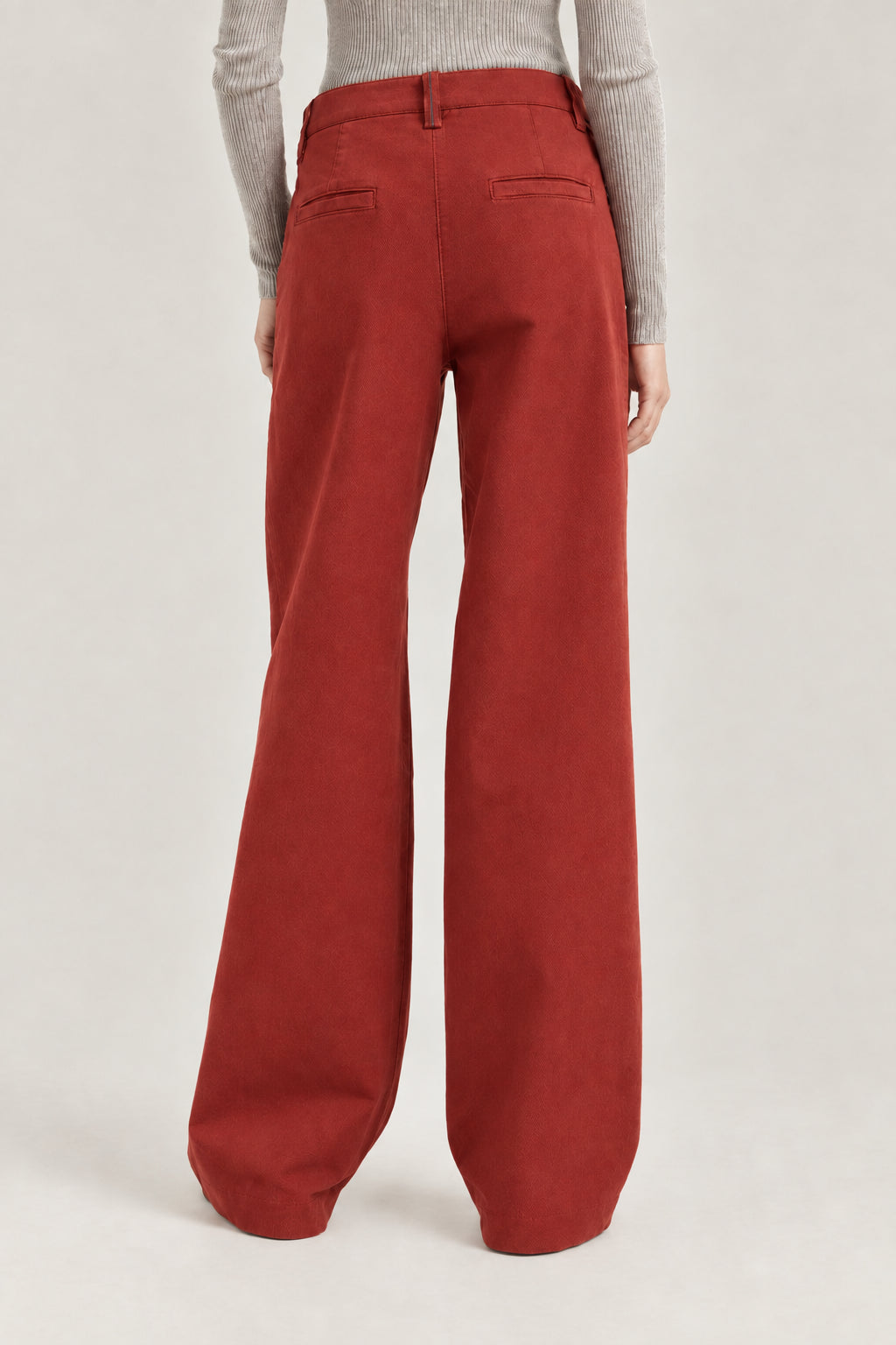 BRUNELLO CUCINELLI WOMEN'S RED WIDE LEG COTTON BLEND TROUSERS