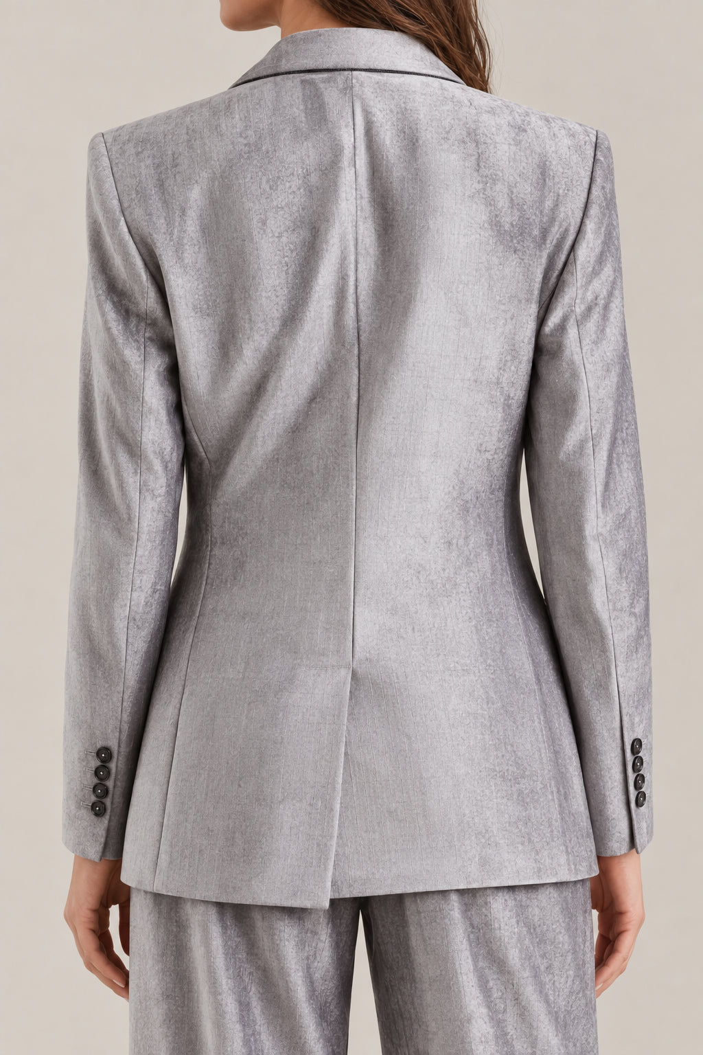 BRUNELLO CUCINELLI WOMEN'S STEEL SINGLE BUTTON VELVET BLAZER
