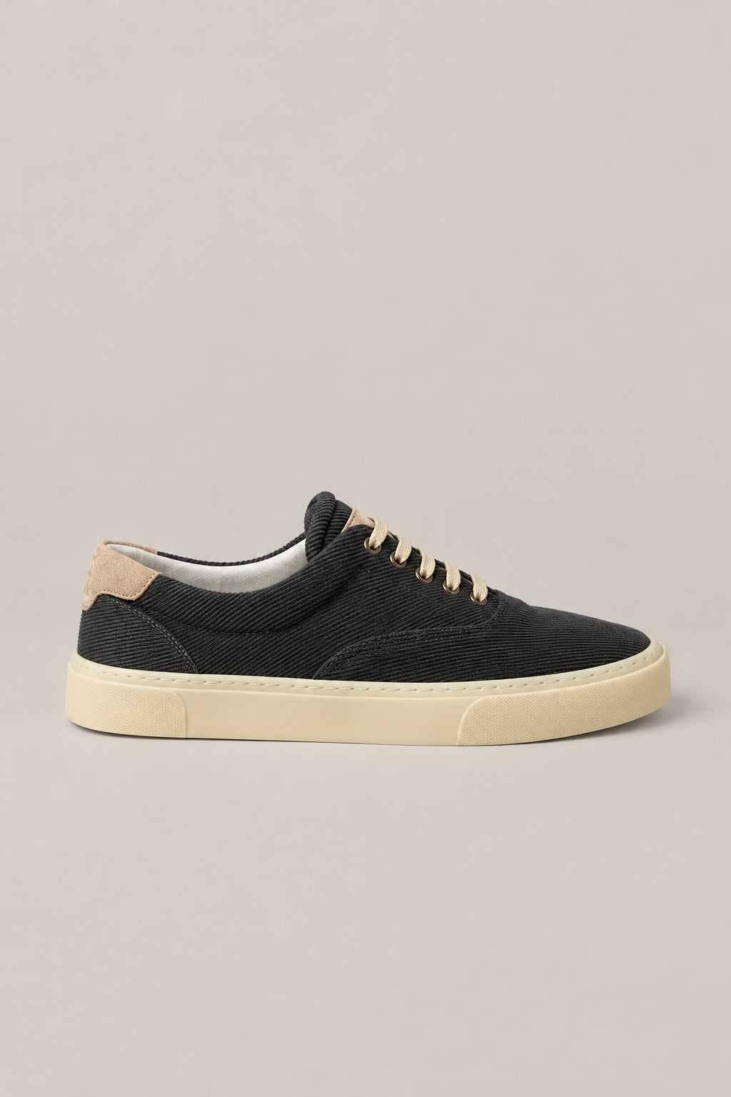BRUNELLO CUCINELLI MEN'S ANTHRACITE AND NOISETTE LOW TOP SNEAKERS