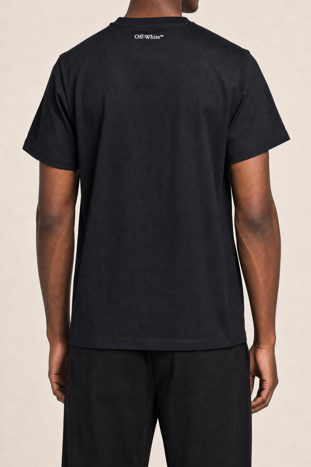 OFF-WHITE MEN'S BLACK COTTON SHORT SLEEVE LOGO T SHIRT