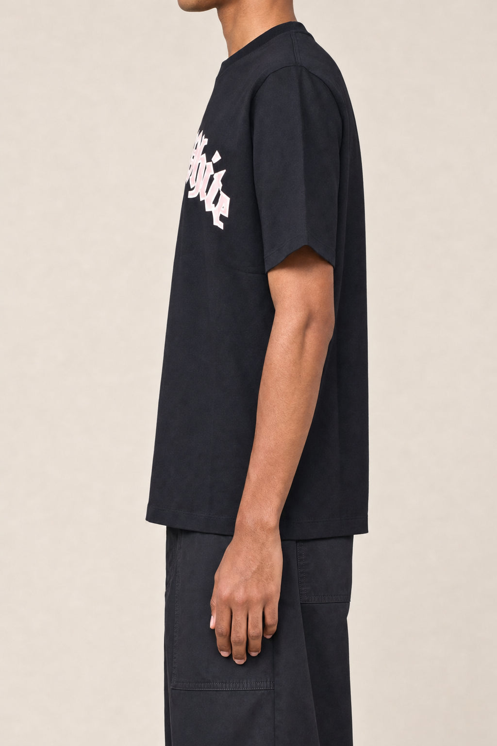 OFF-WHITE MEN'S BLACK COTTON LOGO PRINT SHORT SLEEVE SHIRT MSRP $445
