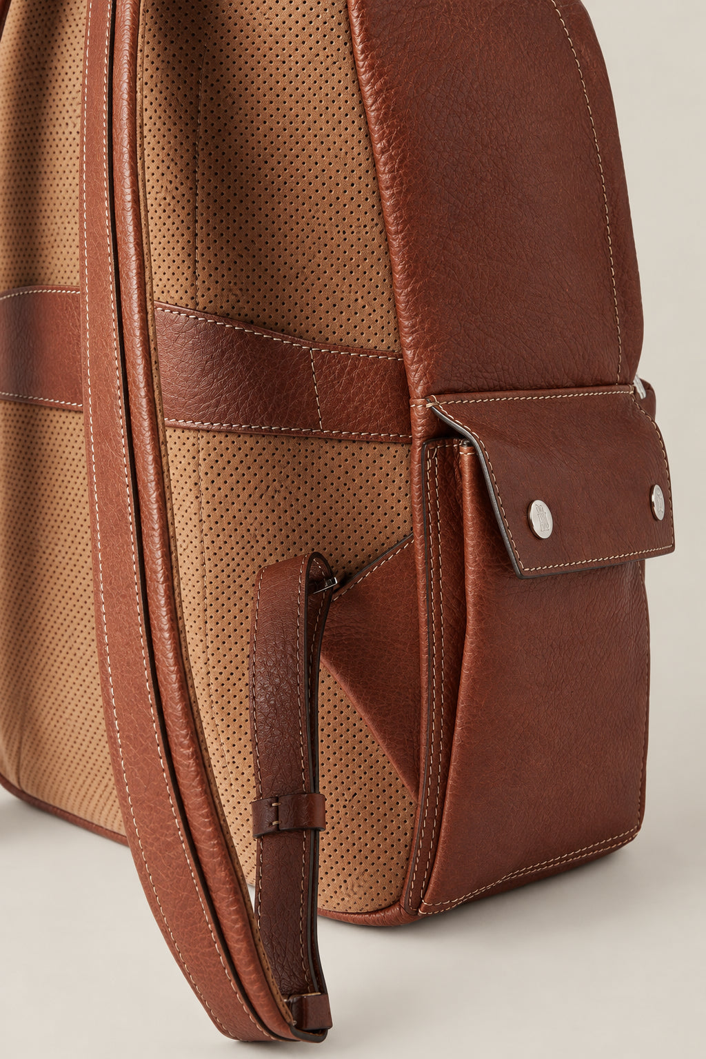 BRUNELLO CUCINELLI MEN'S COPPER LEATHER BACKPACK