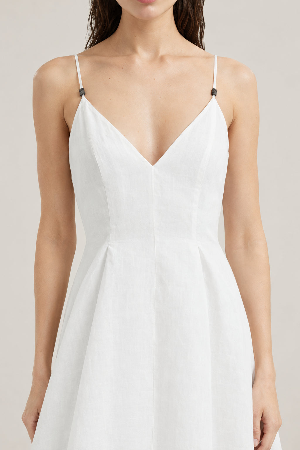BRUNELLO CUCINELLI WOMEN'S WHITE V NECK MAXI DRESS