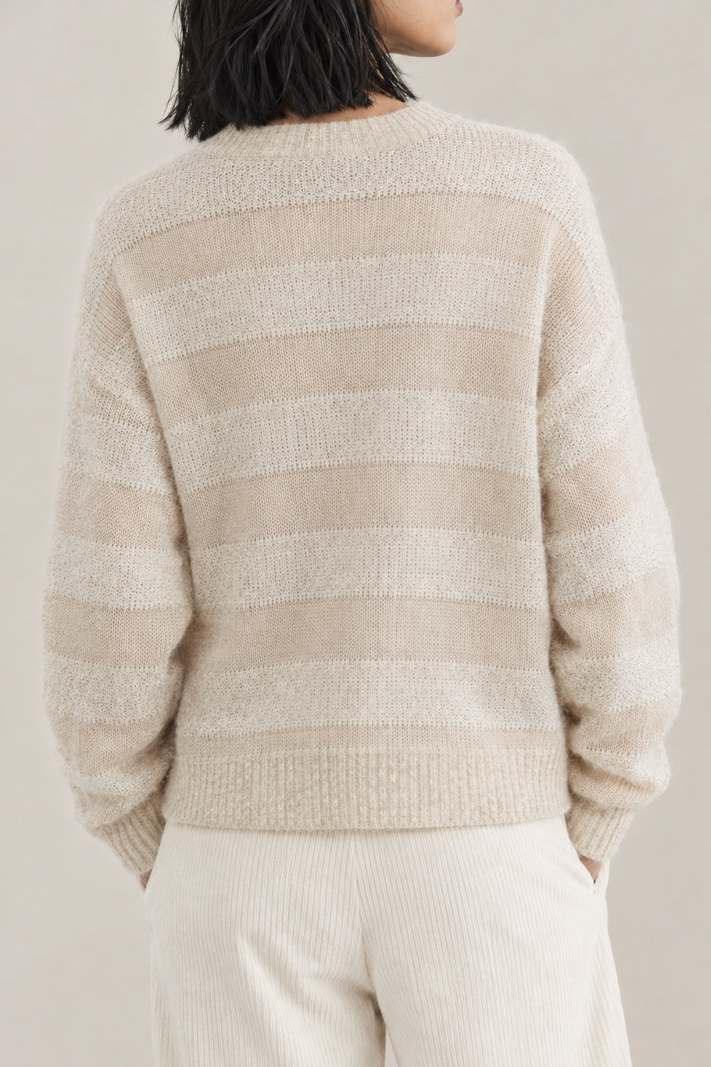 BRUNELLO CUCINELLI WOMEN'S SEASHELL WOOL MOHAIR STRIPED SWEATER