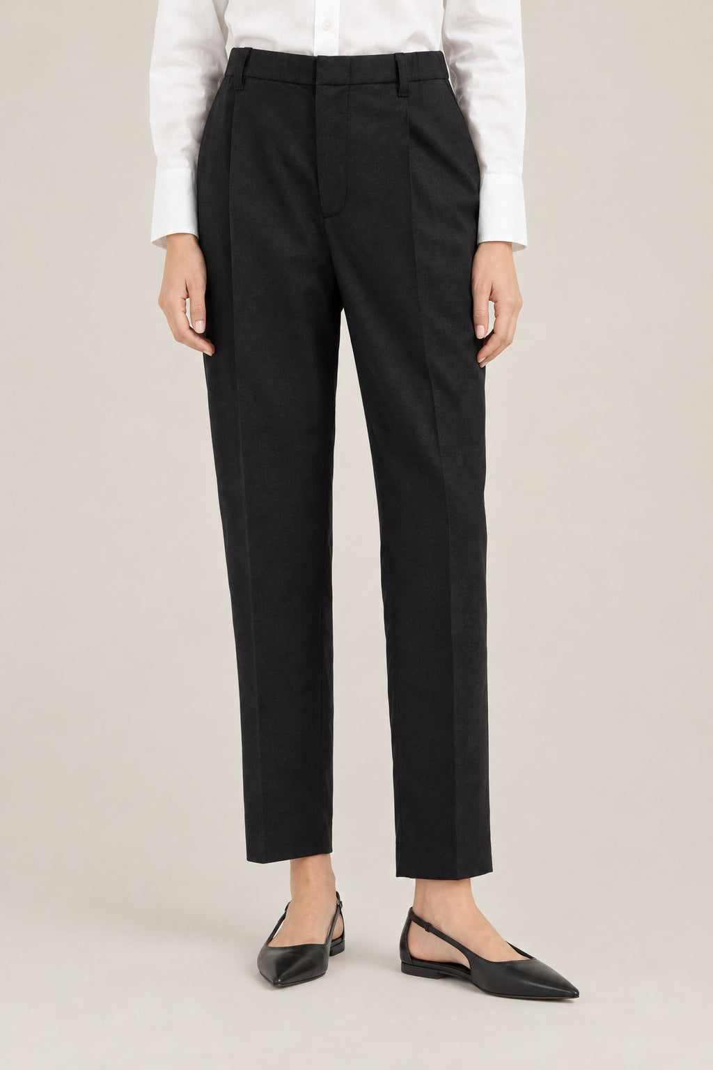 BRUNELLO CUCINELLI WOMEN'S BLACK WOOL TAPERED TROUSERS