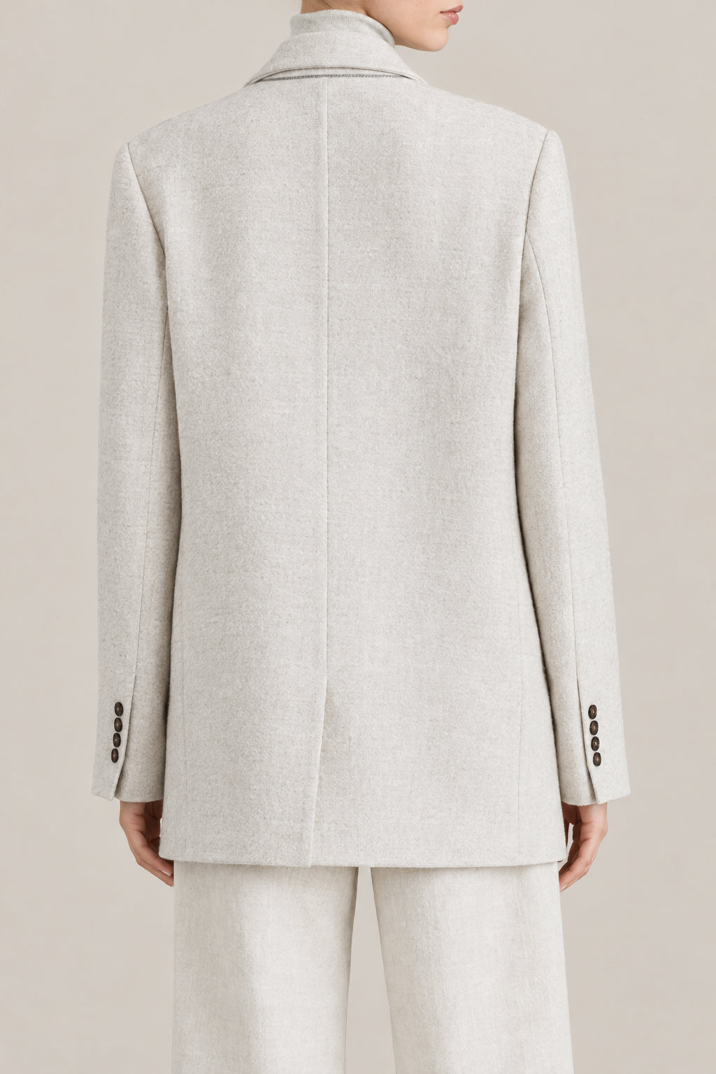 BRUNELLO CUCINELLI WOMEN'S MOTHER OF PEARL WOOL RELAXED JACKET