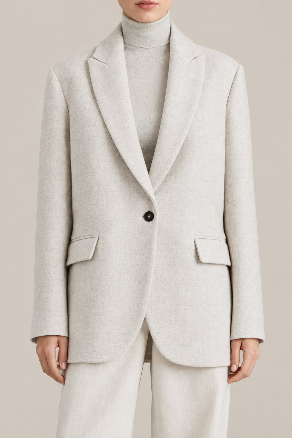BRUNELLO CUCINELLI WOMEN'S MOTHER OF PEARL WOOL RELAXED JACKET