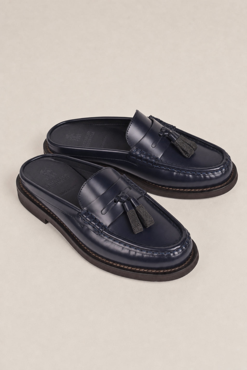 BRUNELLO CUCINELLI WOMEN'S NIGHT SKY LEATHER TASSEL LOAFERS