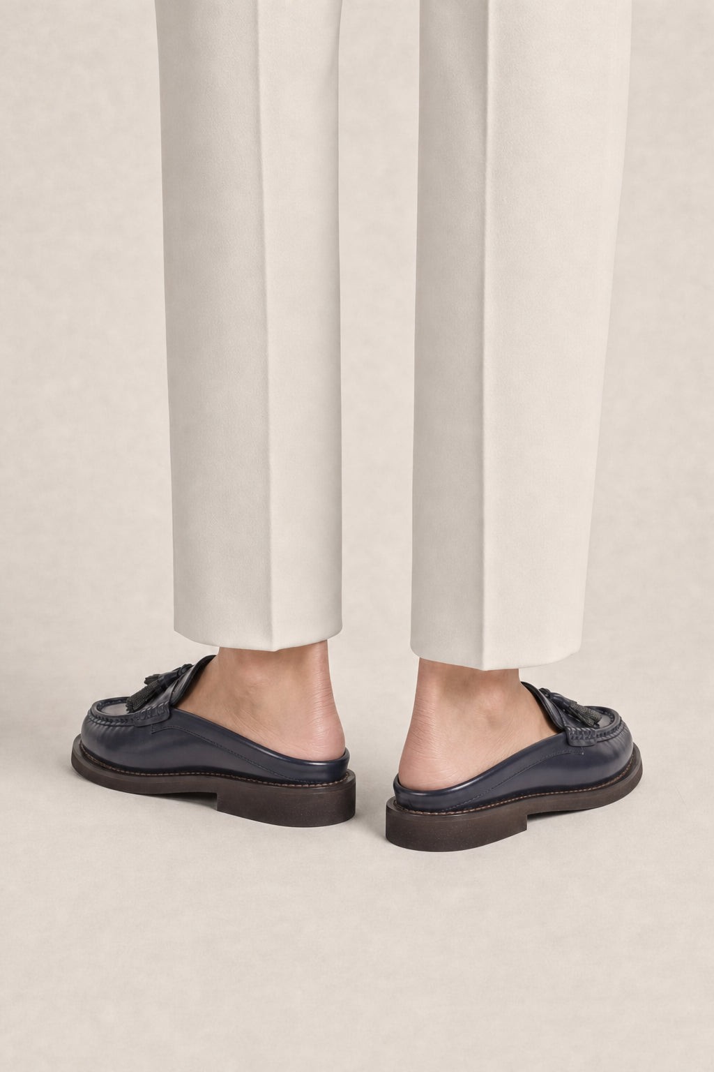 BRUNELLO CUCINELLI WOMEN'S NIGHT SKY LEATHER TASSEL LOAFERS