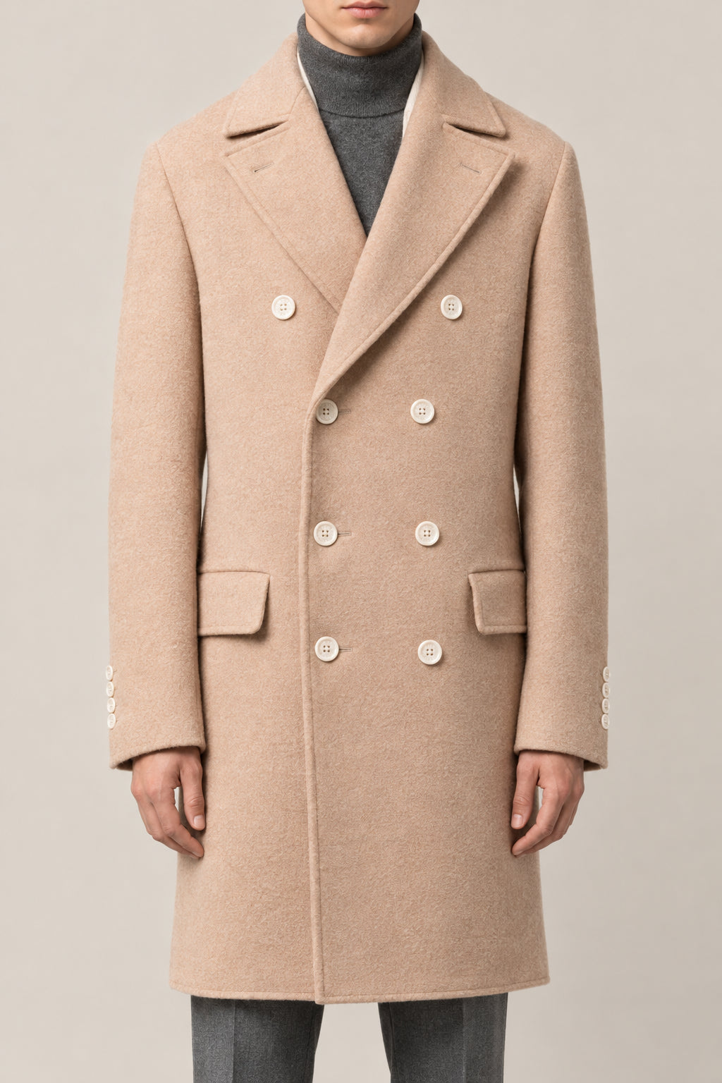 BRUNELLO CUCINELLI MEN'S CAMEL DOUBLE BREASTED WOOL JACKET