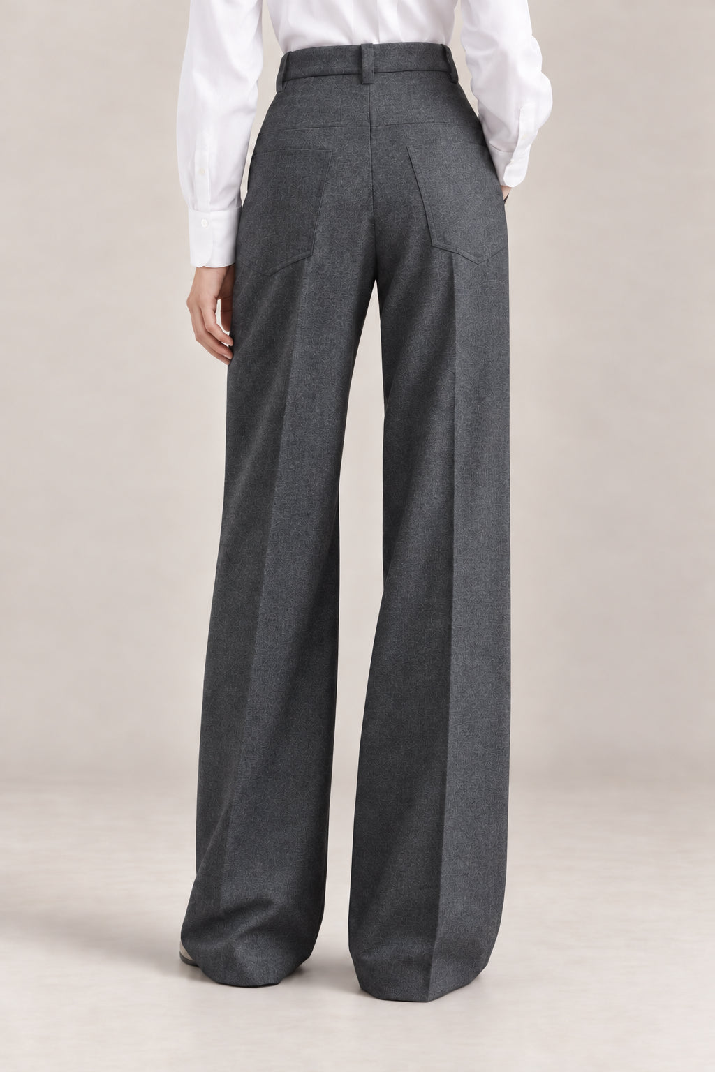BRUNELLO CUCINELLI WOMEN'S DARK GREY WOOL WIDE LEG TROUSERS