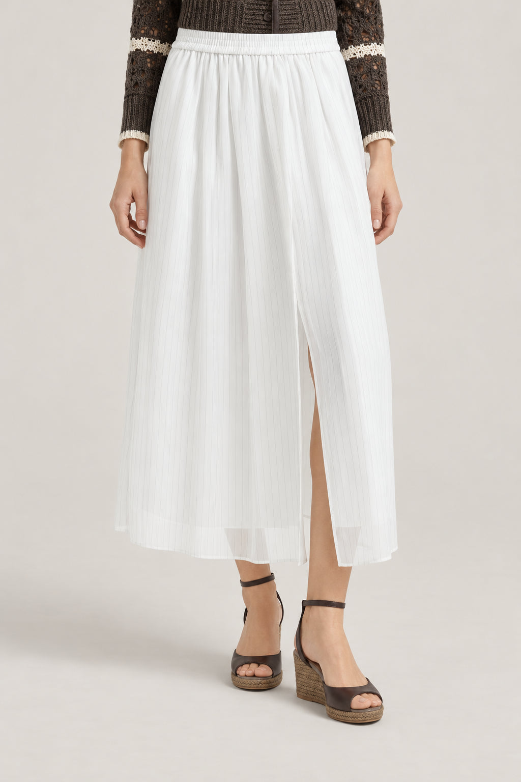 BRUNELLO CUCINELLI WOMEN'S WHITE MIDI SKIRT