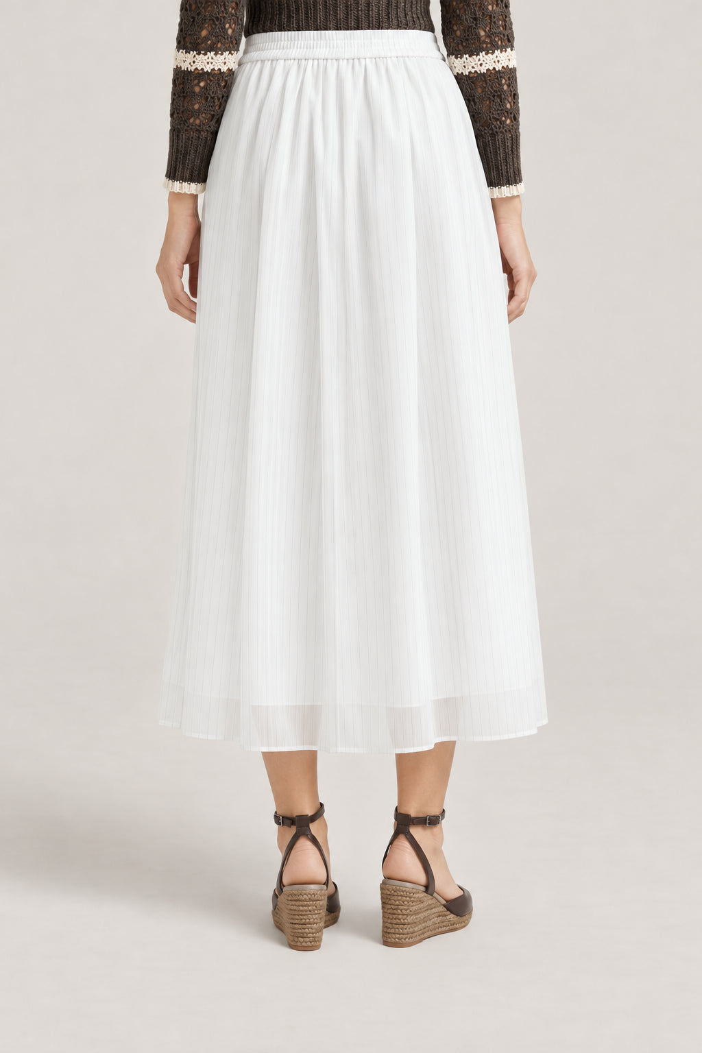 BRUNELLO CUCINELLI WOMEN'S WHITE MIDI SKIRT