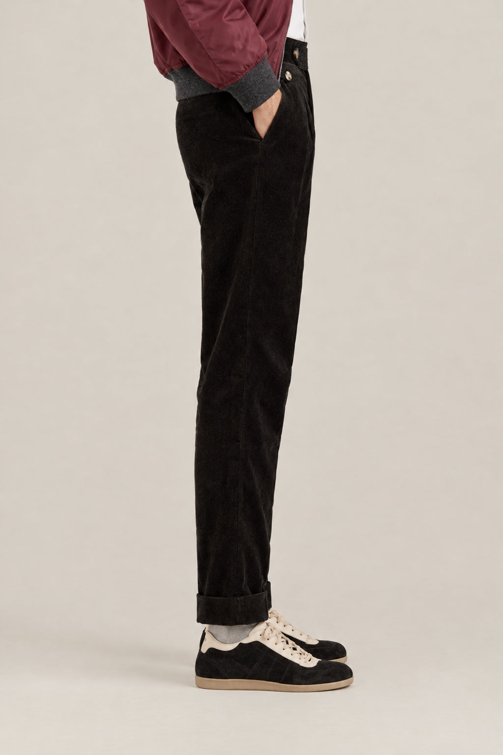 BRUNELLO CUCINELLI MEN'S BLACK COTTON WOOL BLEND PLEATED TROUSERS
