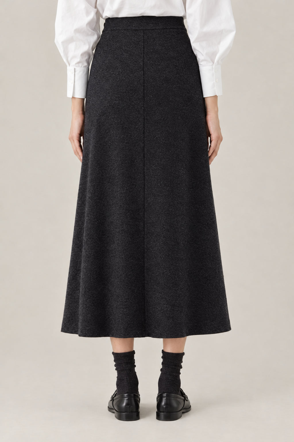BRUNELLO CUCINELLI WOMEN'S DARK GREY WOOL MIDI SKIRT