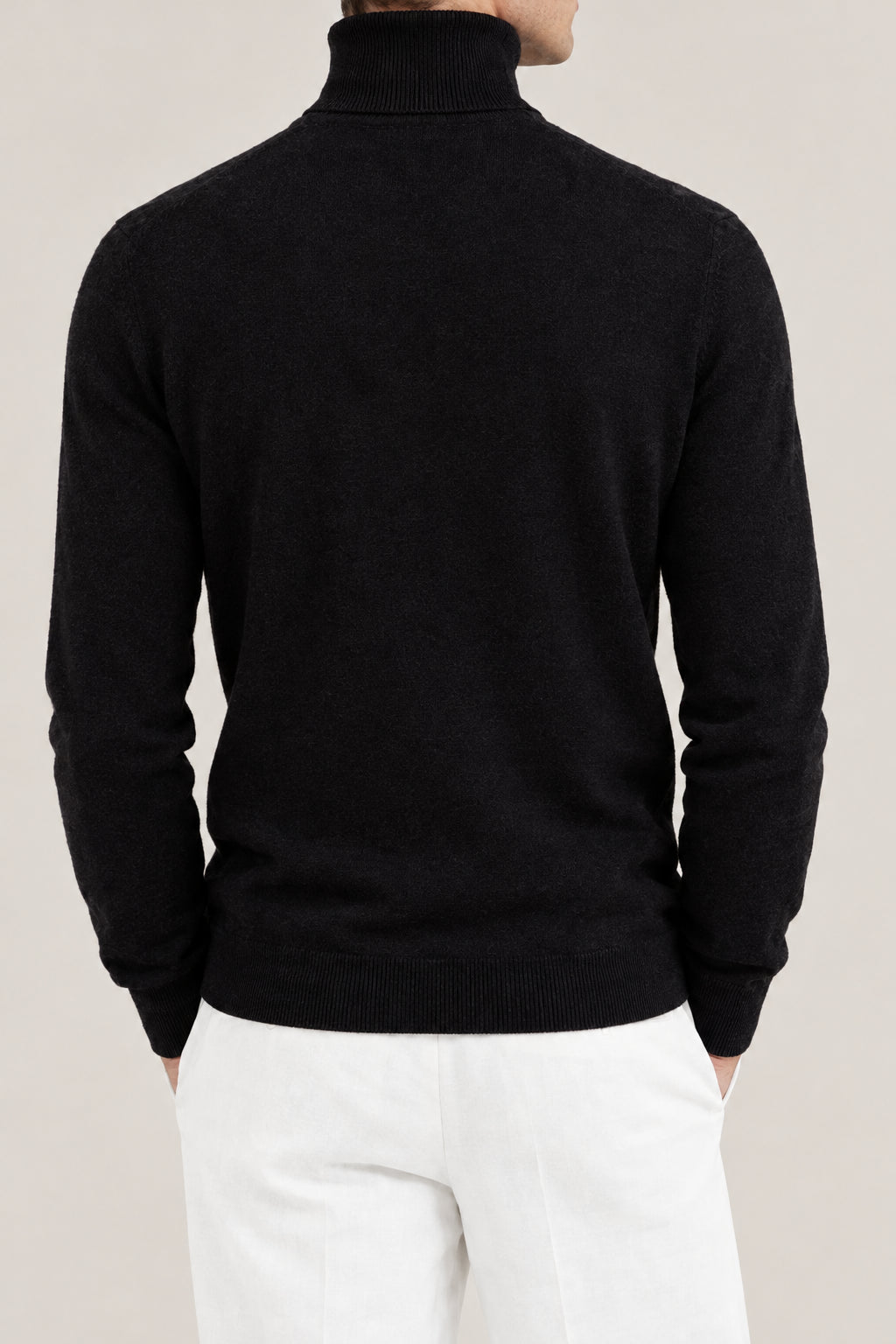 BRUNELLO CUCINELLI MEN'S BLACK WOOL TURTLENECK SWEATER