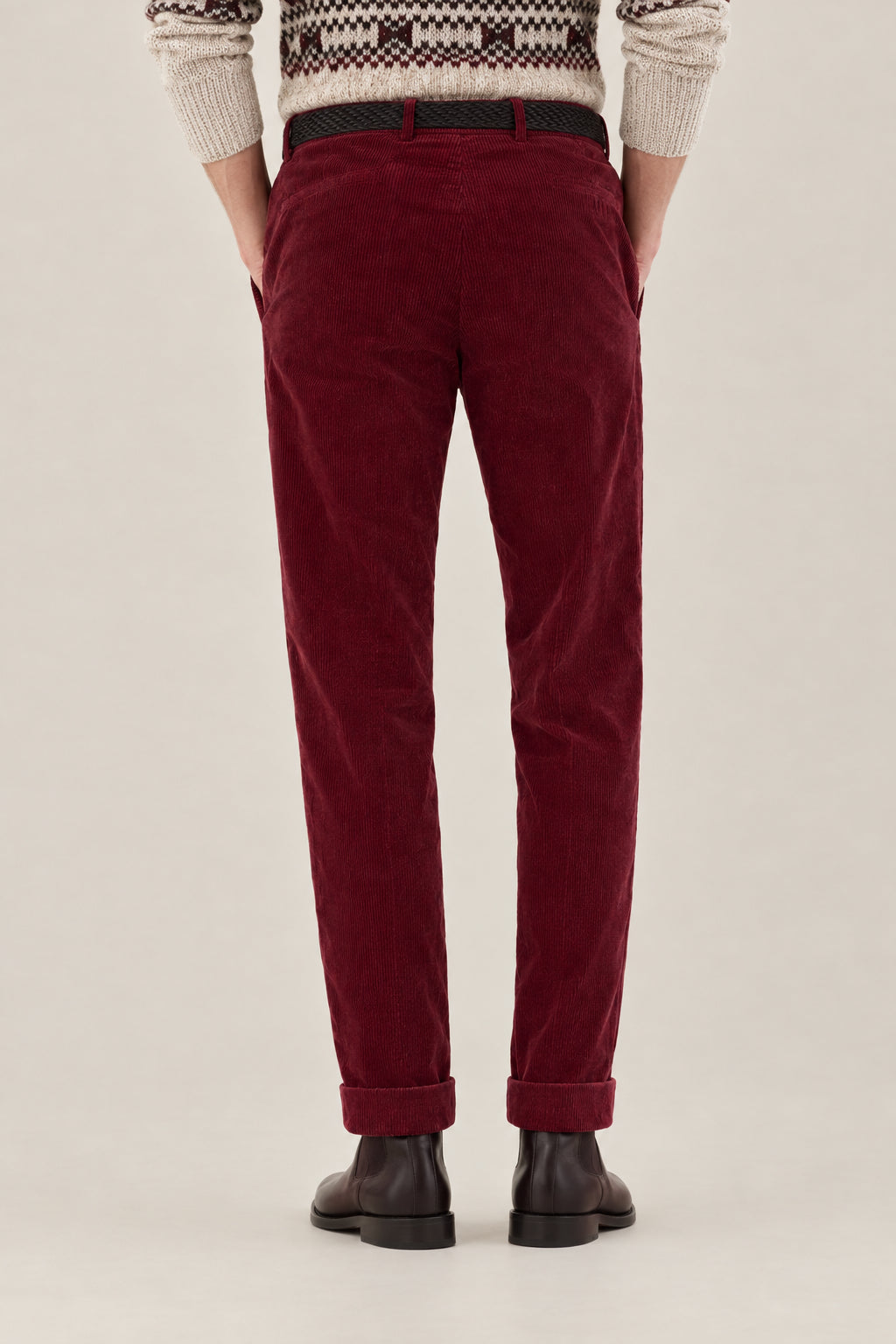 BRUNELLO CUCINELLI MEN'S PURPLE CORDUROY TROUSERS