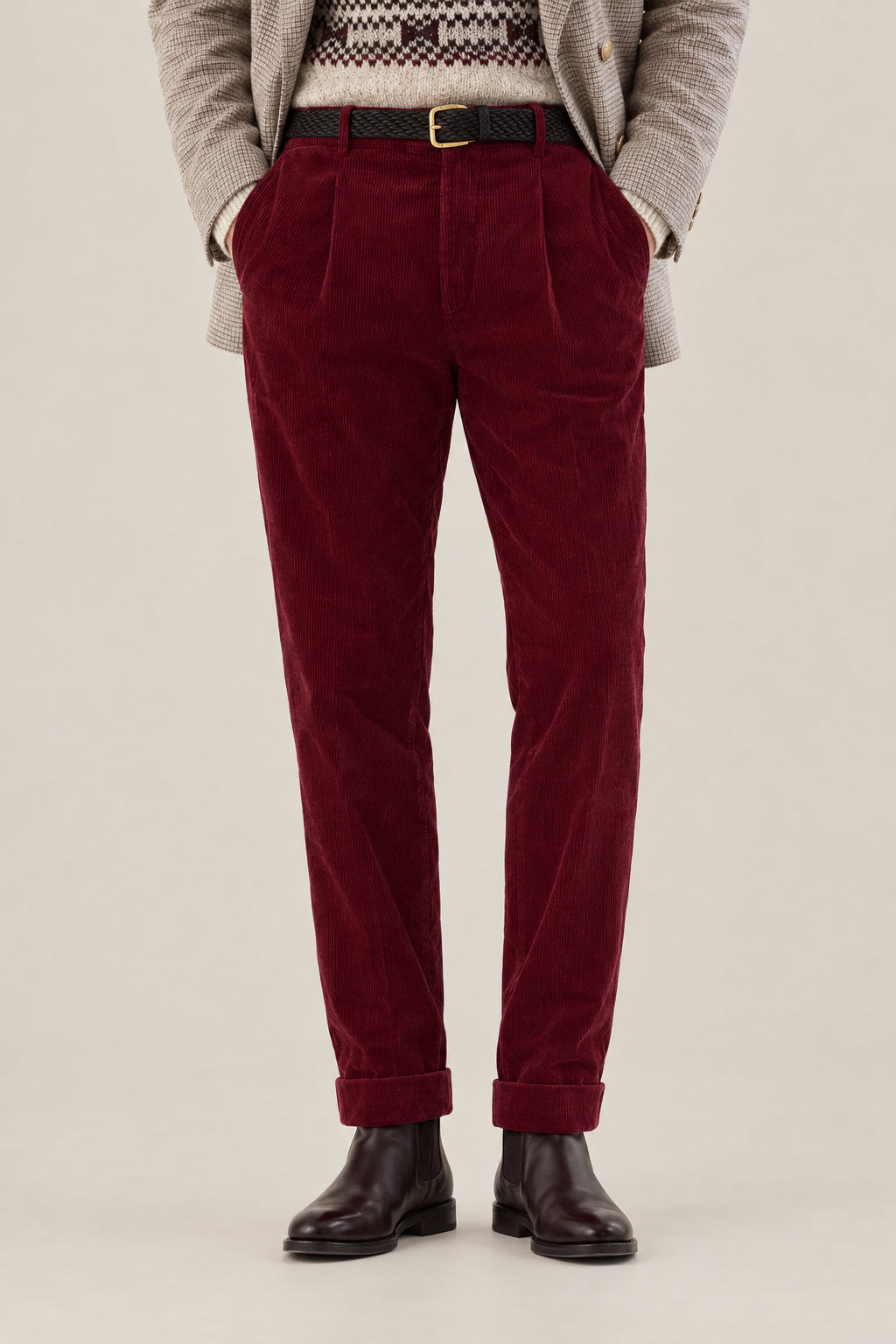 BRUNELLO CUCINELLI MEN'S PURPLE CORDUROY TROUSERS