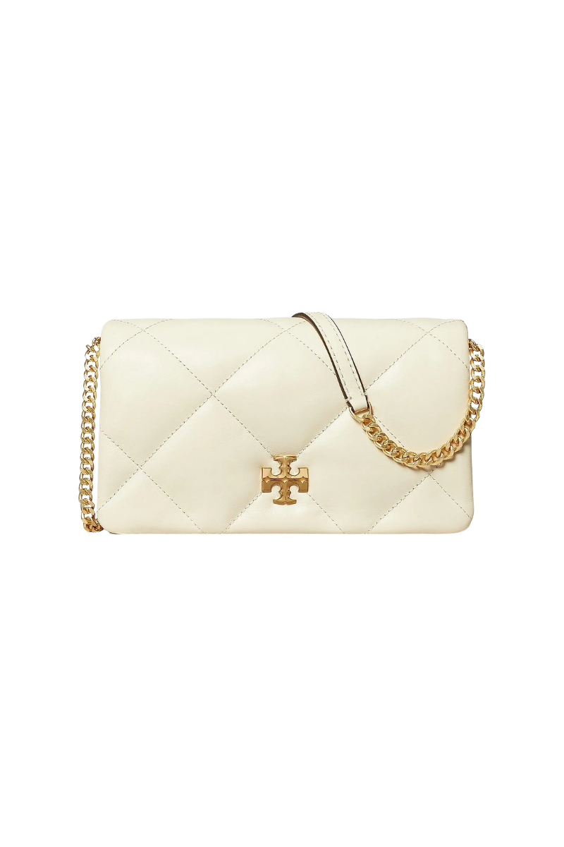 Tory Burch Kira Diamond Quilt Chain Wallet Warm White 158624-101