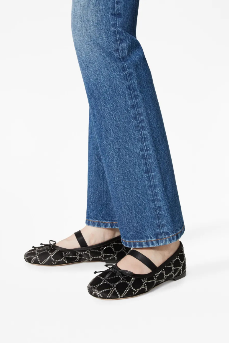 Valentino Garavani Toile Iconographe Embellished Ballerina In Black