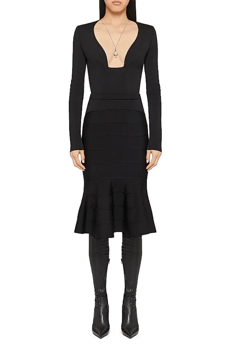 Givenchy Godet Skirt-Black