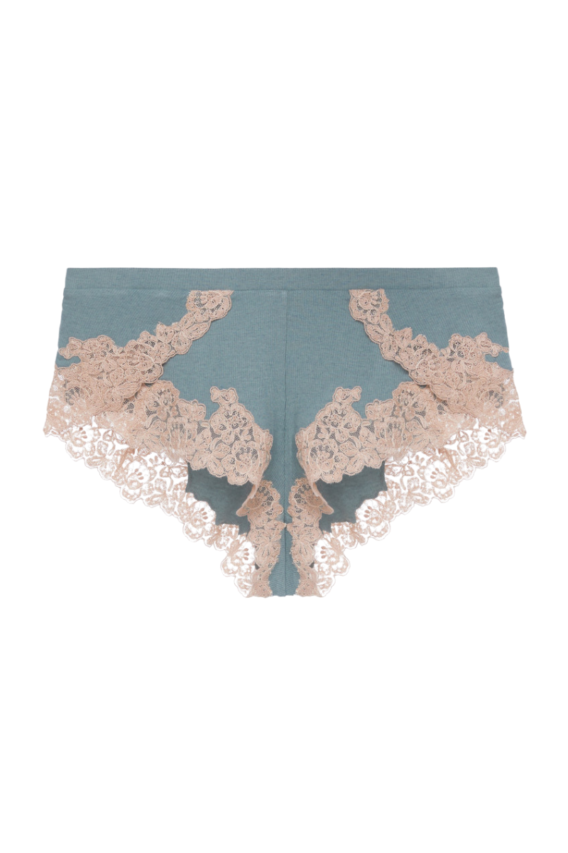 La Perla Cashmere Blend Ribbed Sleep Shorts In Sleepy Dream With Frastaglio