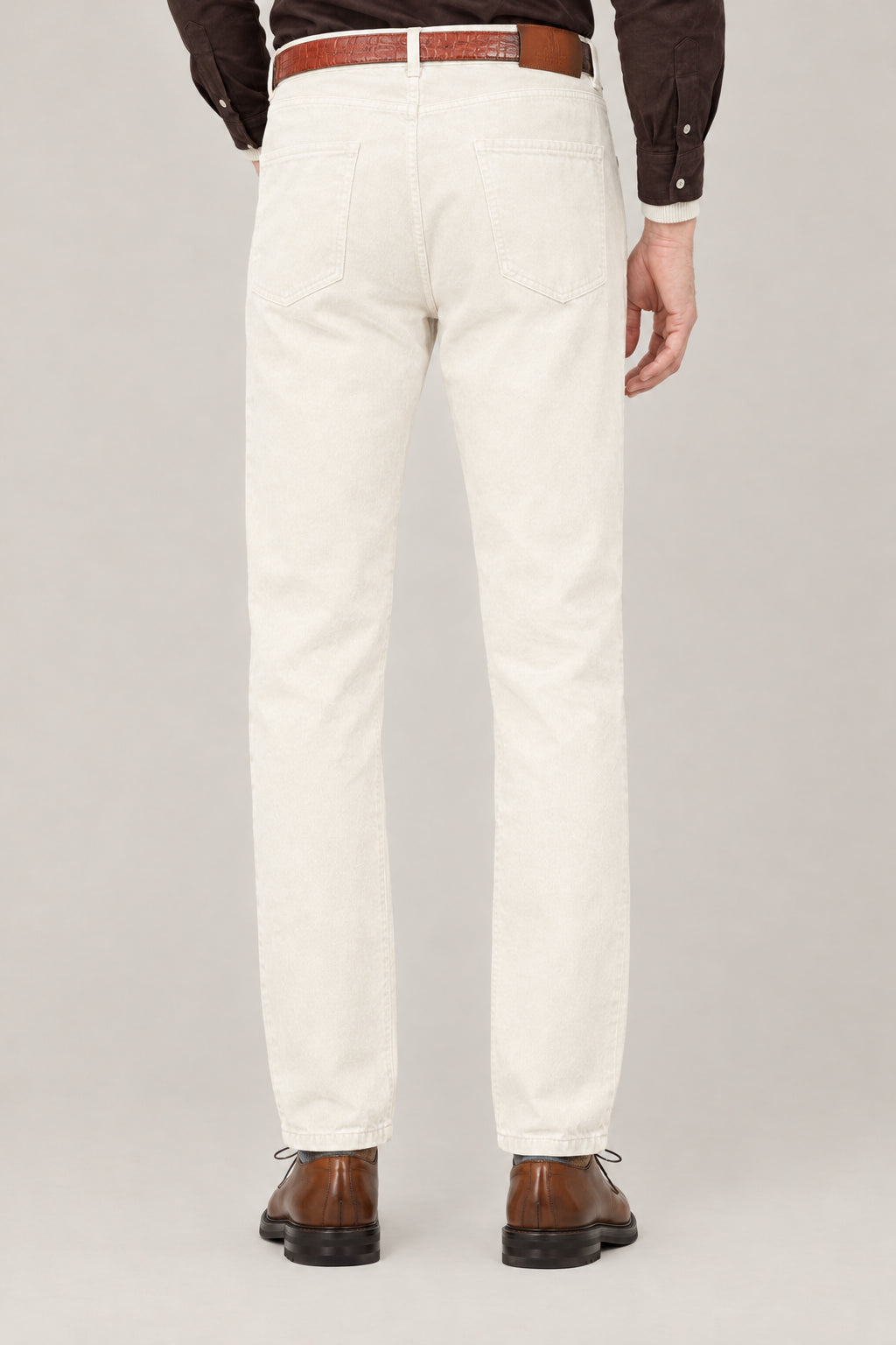 BRUNELLO CUCINELLI MEN'S OFF WHITE COTTON CASUAL TROUSERS