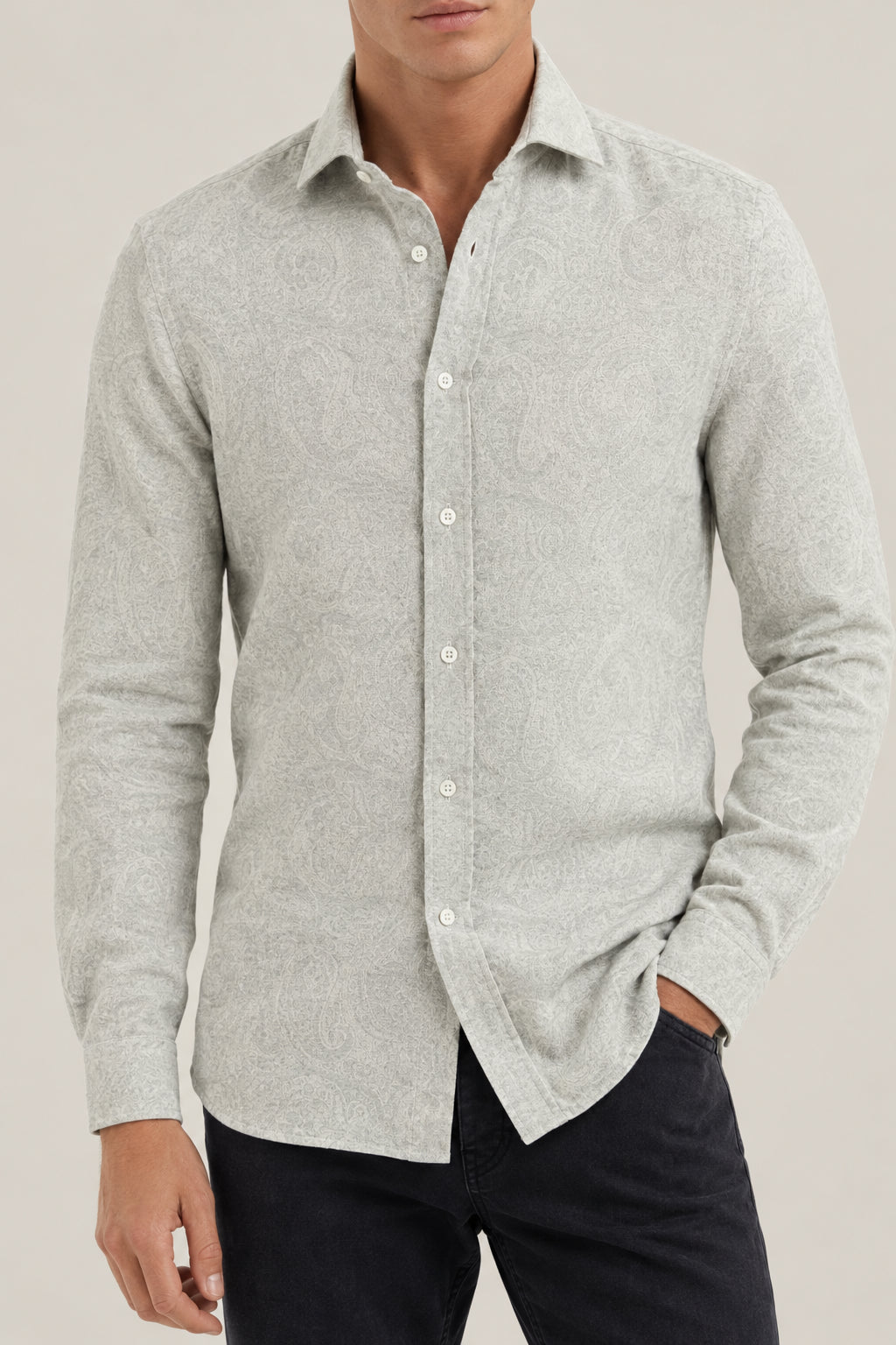 BRUNELLO CUCINELLI MEN'S PEARL PAISLEY COTTON SHIRT