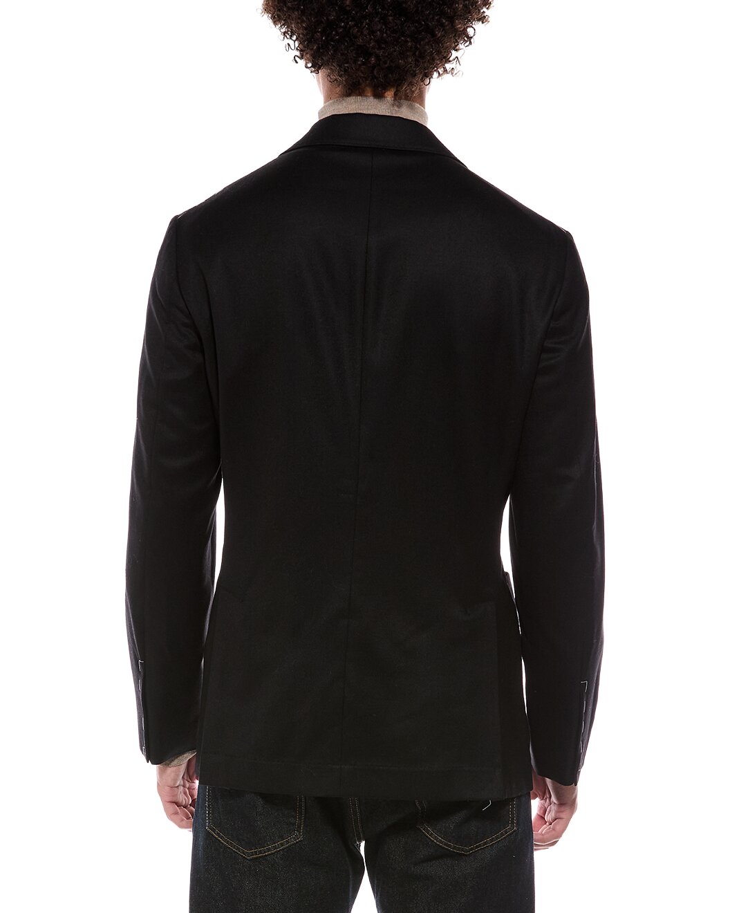 BRUNELLO CUCINELLI MEN'S BLACK WOOL TWO BUTTON BLAZER